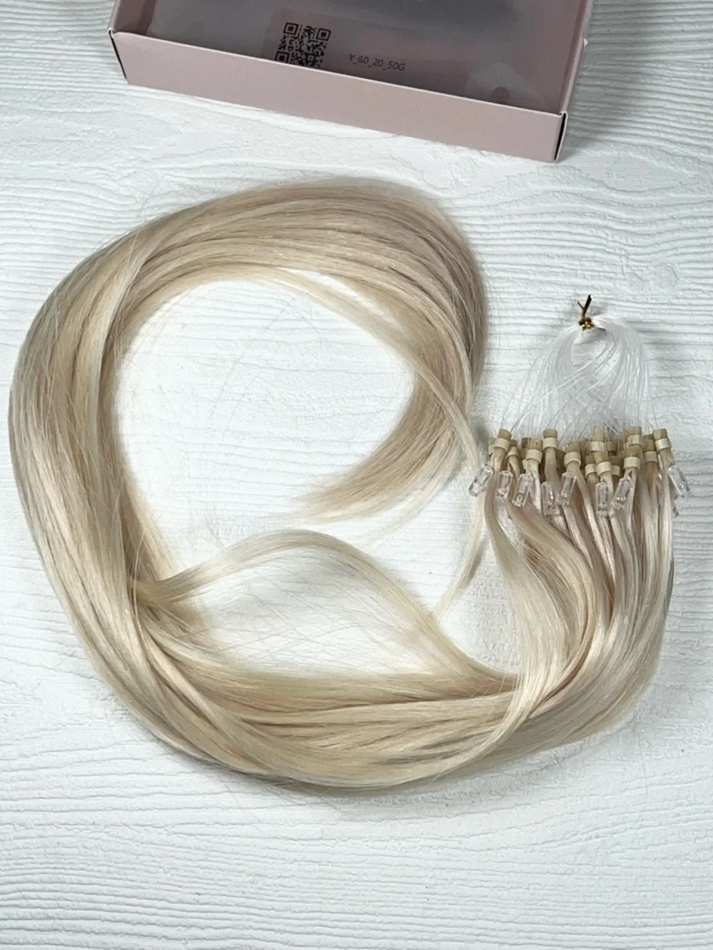 Platinum Blonde Human Hair Micro Loop 20 Inch Hair Extensions